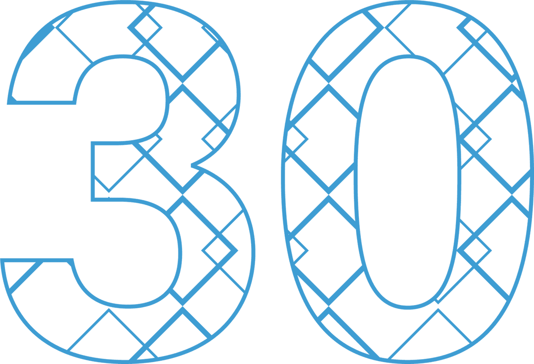Festive Patterned 30 Number on Transparent Background