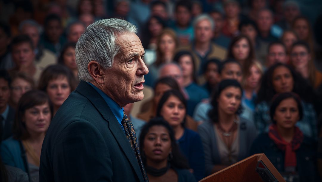 Senior Leader Delivering Engaging Speech to Diverse Audience