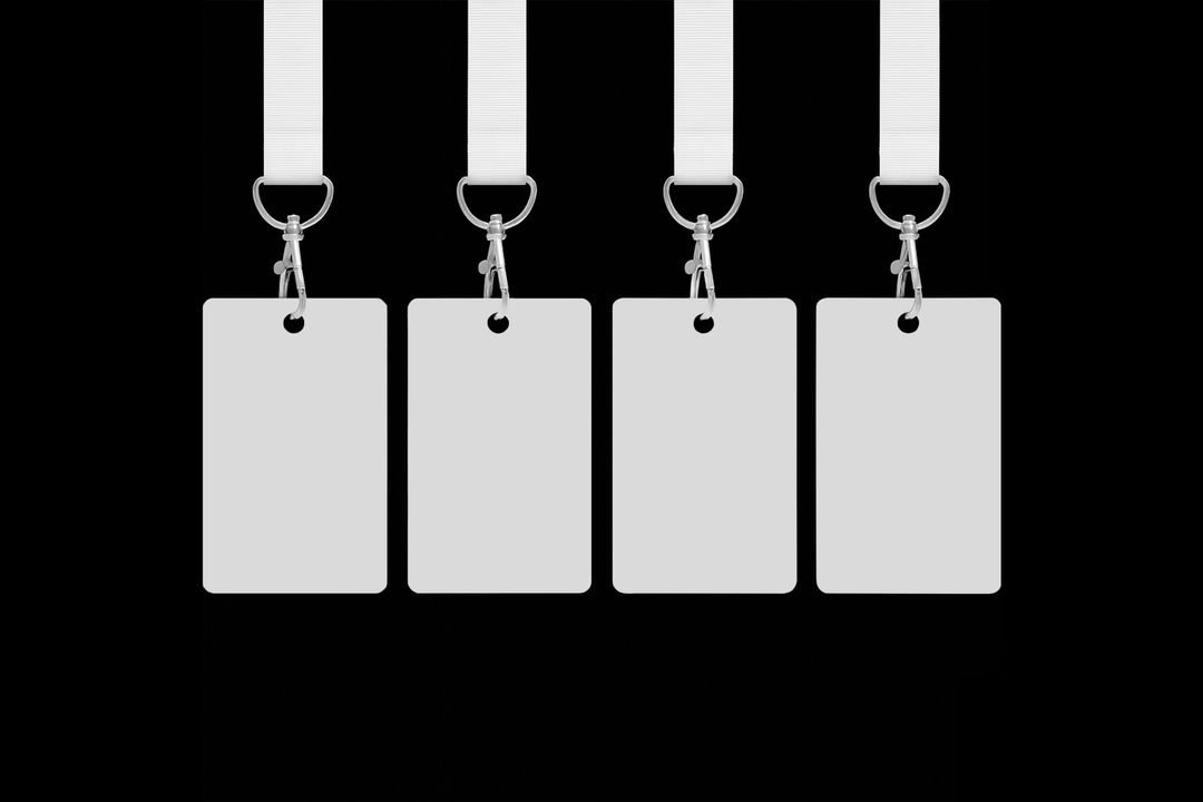 Blank Badge Cards on Lanyards Hanging Symmetrically