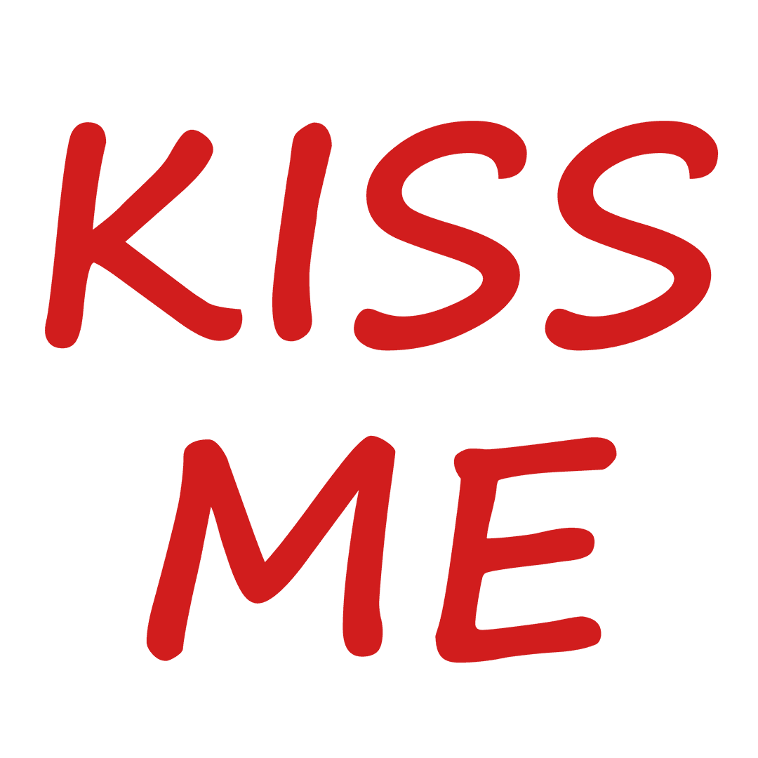 Digital Kiss Me Text in Red on Transparent Background