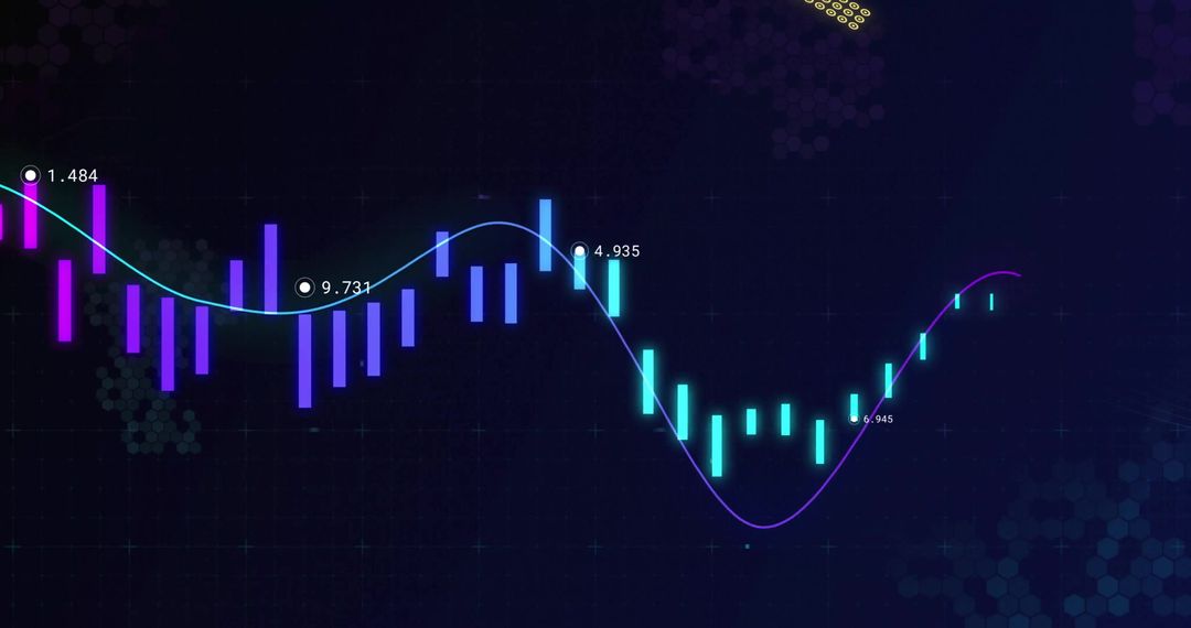 Glowing Financial Graphs and Stock Market Analysis