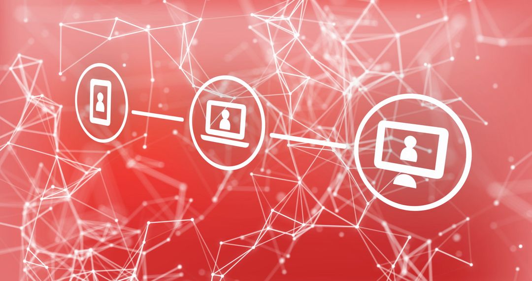 Digital Connection Concept on Red Abstract Background