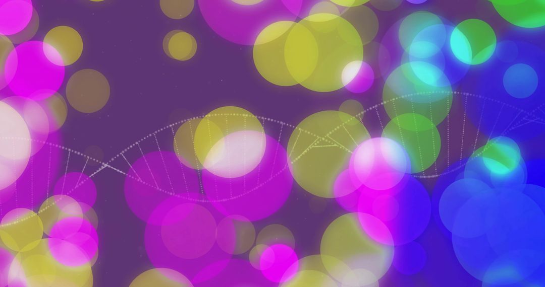 Abstract Multicolored DNA with Bokeh on Purple Background