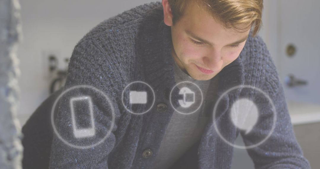 Young Professional Analyzing Digital Data with Innovative Interface