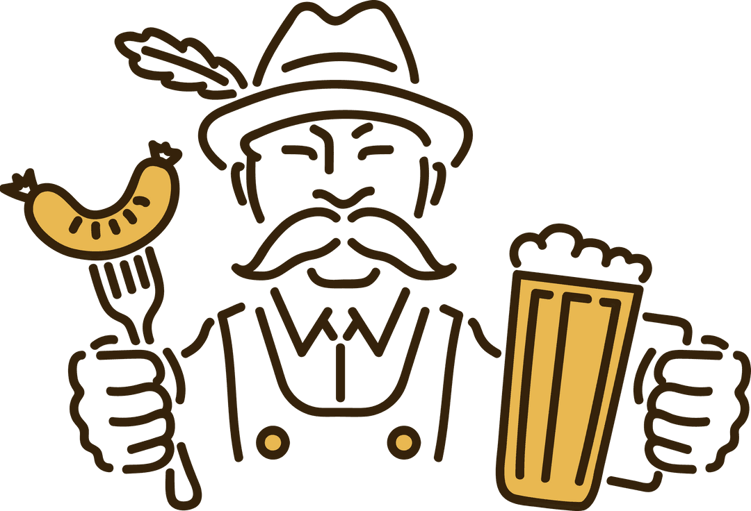 Bavarian Celebration Icon with Man Beer Sausage Hangout Transparent