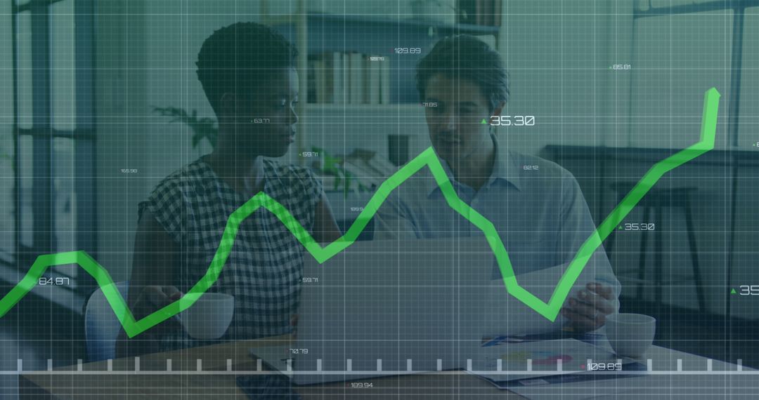 Diverse business professionals analyzing financial growth graph together - Free Images, Stock Photos and Pictures on Pikwizard.com