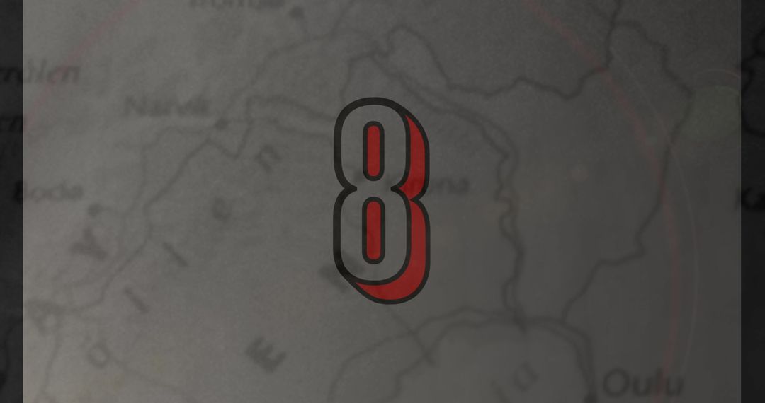 Number Eight on Vintage Style Map Background