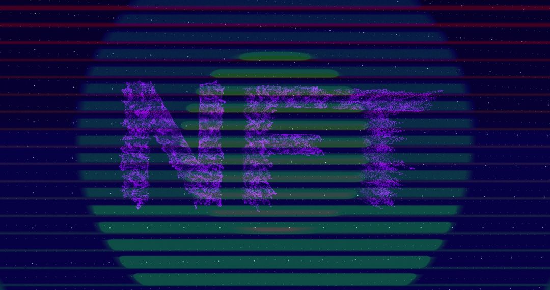 Digital Art with Retro Futuristic Symbolism and NFT Text