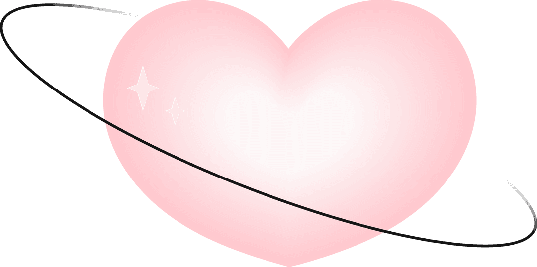 Transparent Pink Heart Vector with Orbiting Ring Effect