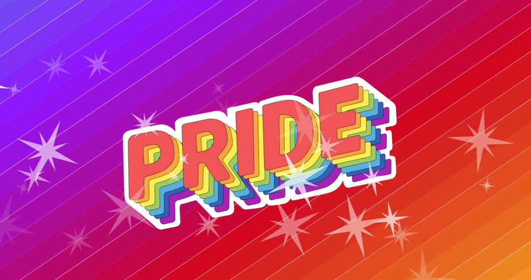 Pride Text with Rainbow Background and Stars for LGBTQ Support - Free Images, Stock Photos and Pictures on Pikwizard.com