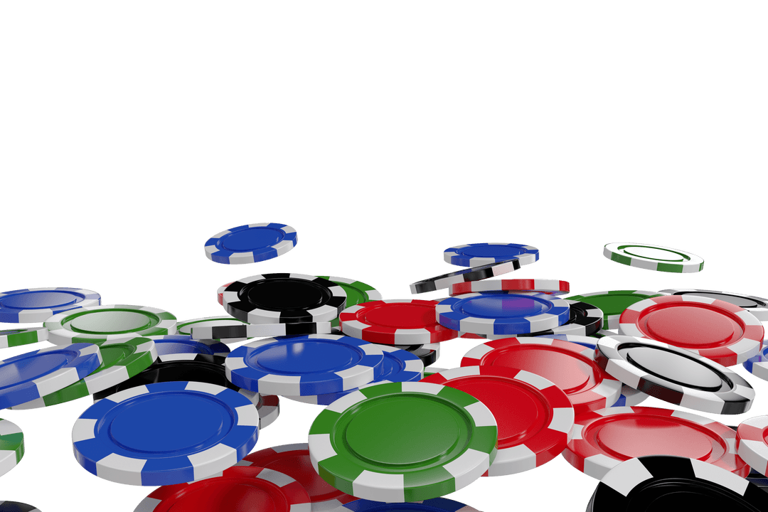 Transparent 3D Gambling Chips Floating on Black Background