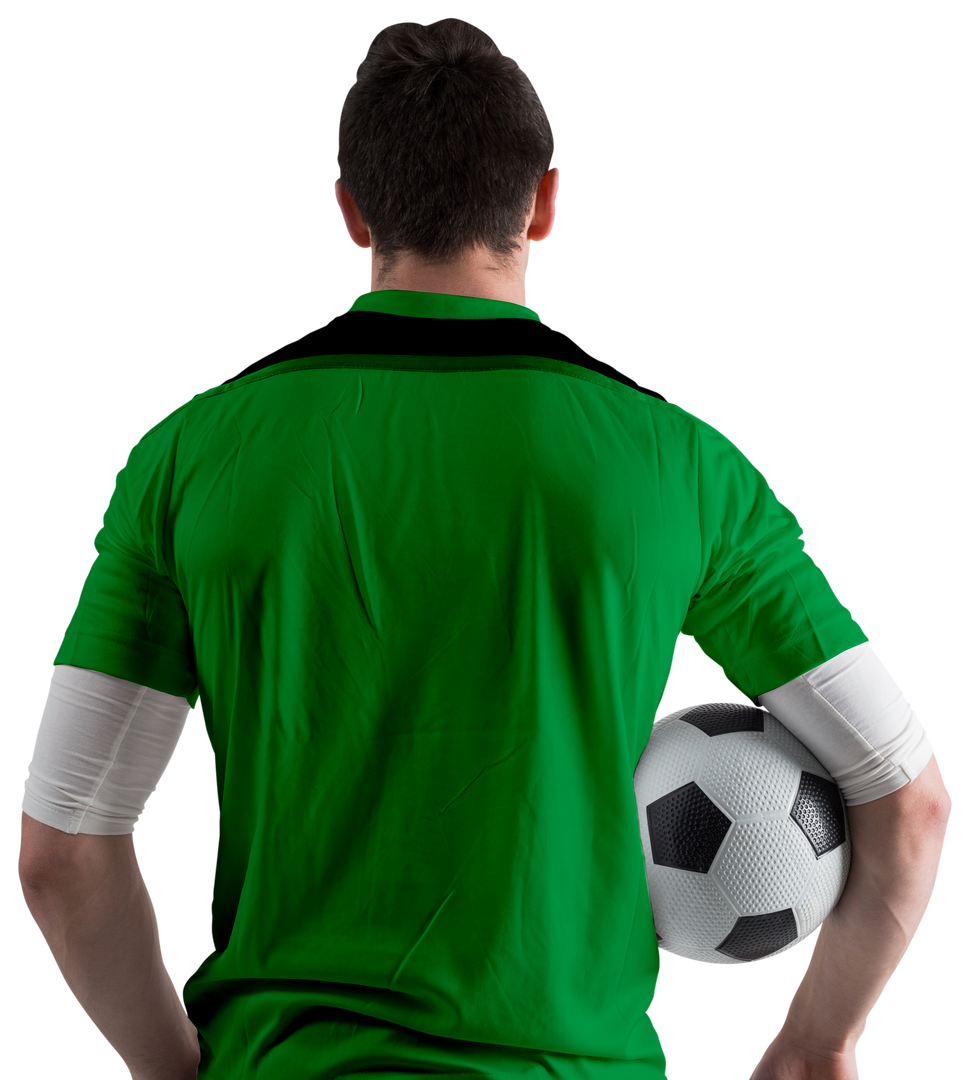 Transparent Football Player Holding Soccer Ball in Green Jersey from Behind - Download Free Stock Images Pikwizard.com