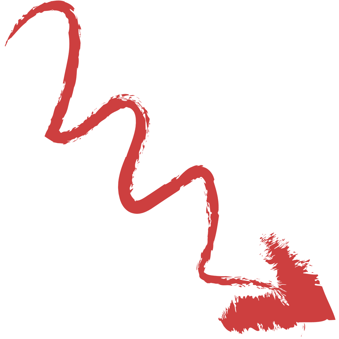 Red Curly Downward Arrow on Transparent Background