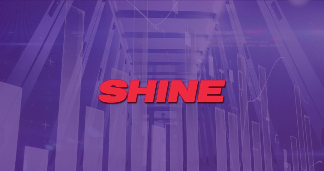 Futuristic Display with SHINE Text and Digital Data Elements