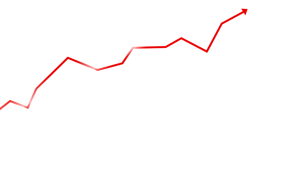 Red Arrow Vector with upward Trend on Transparent Background