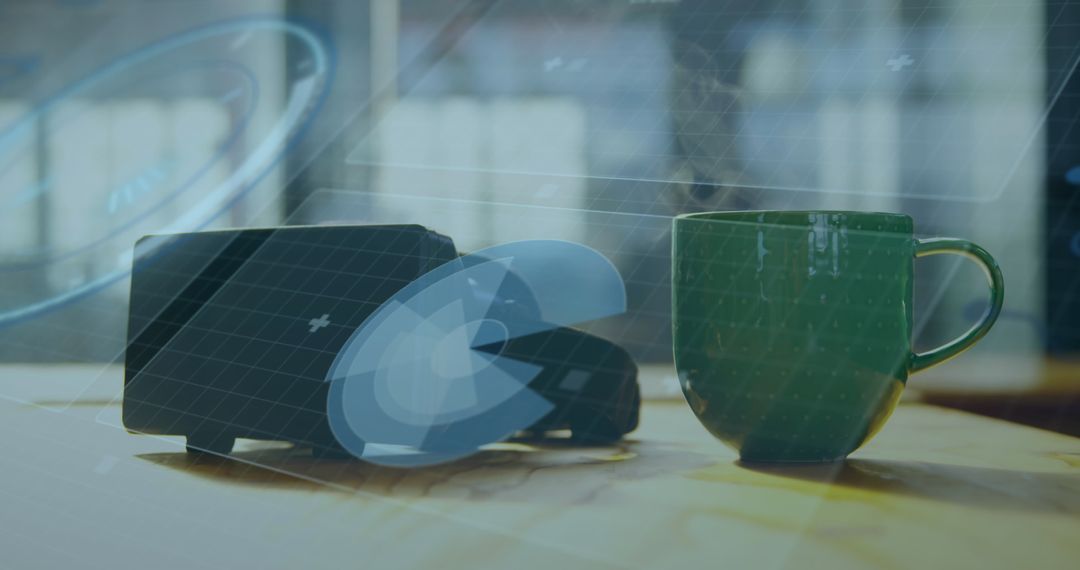 Virtual Reality and Global Connection on Modern Workspace Desk