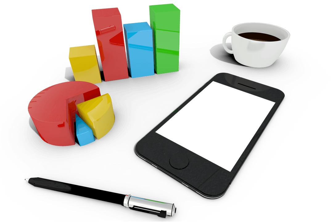 Transparent Business Tools With Smartphone and 3D Charts