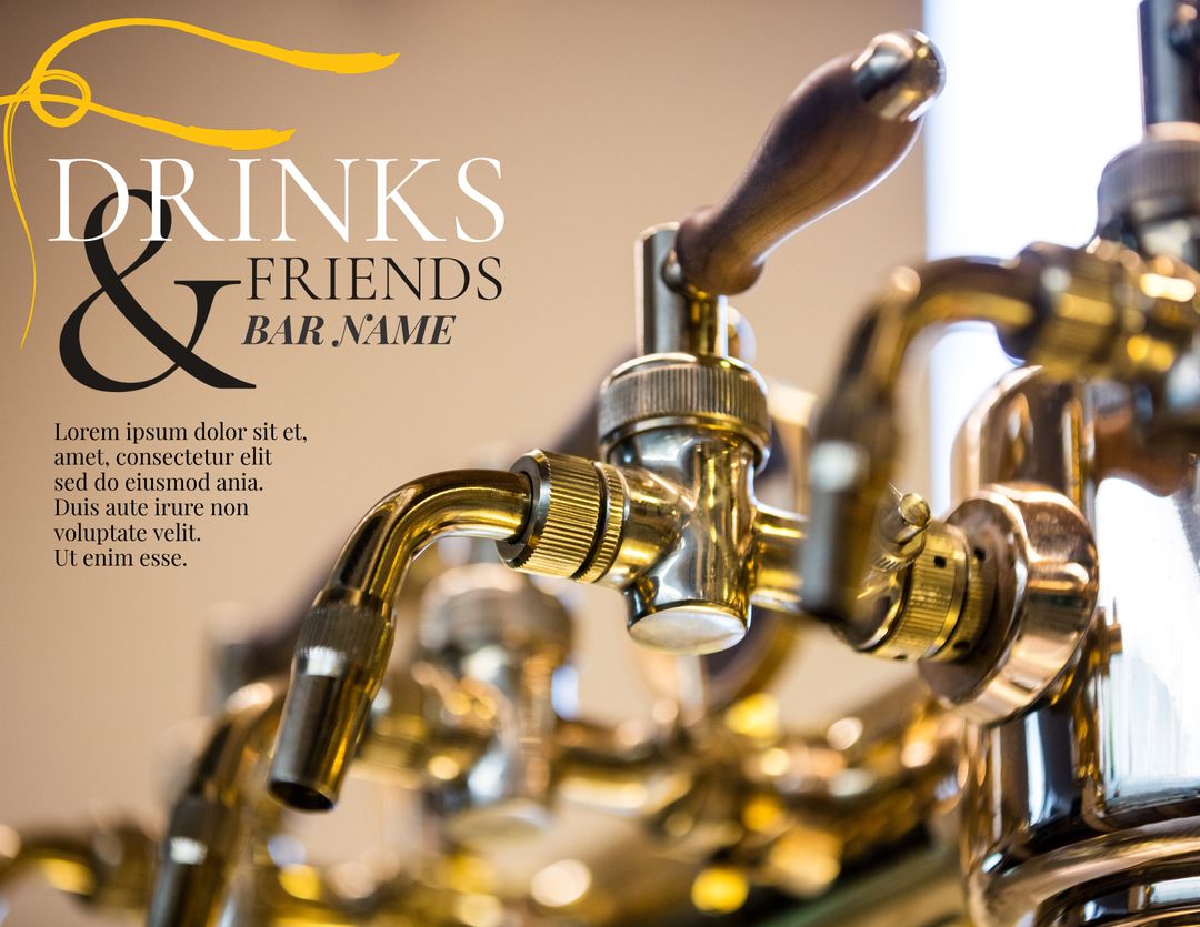 Shiny Brass Beer Taps at Elegant Bar Offering Social Aesthetic