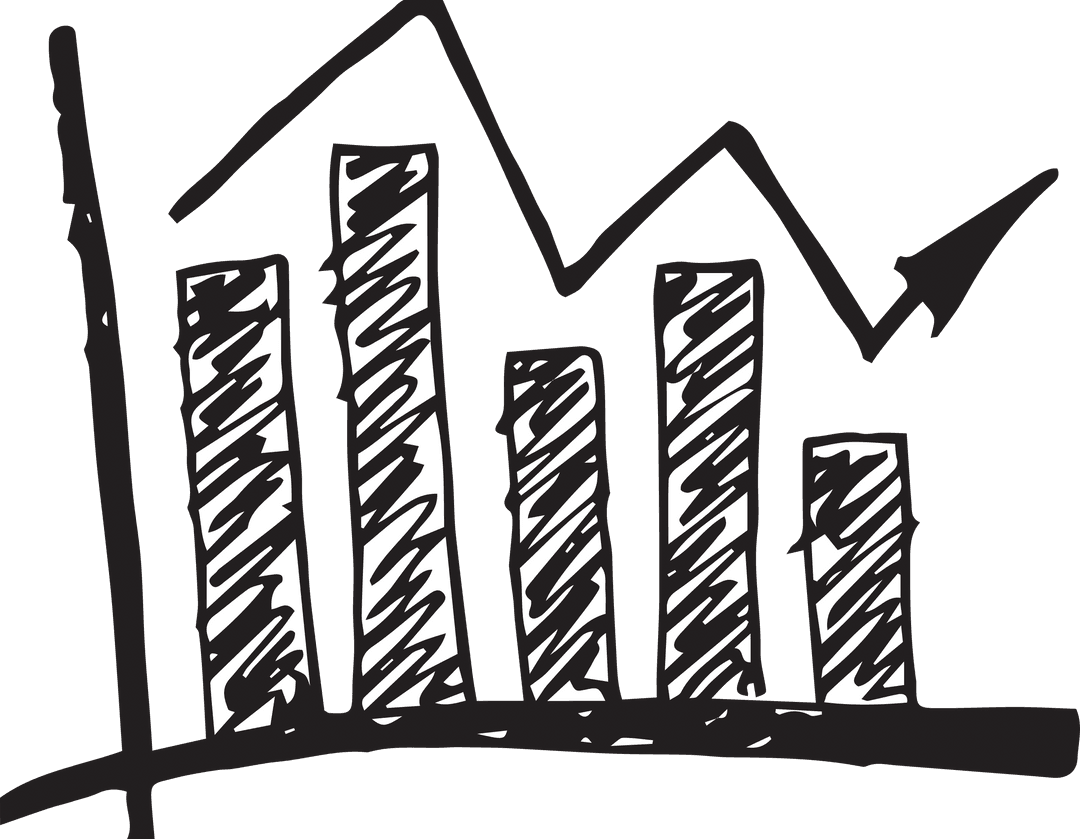 Sketchy Black Statistics Chart on Transparent Background