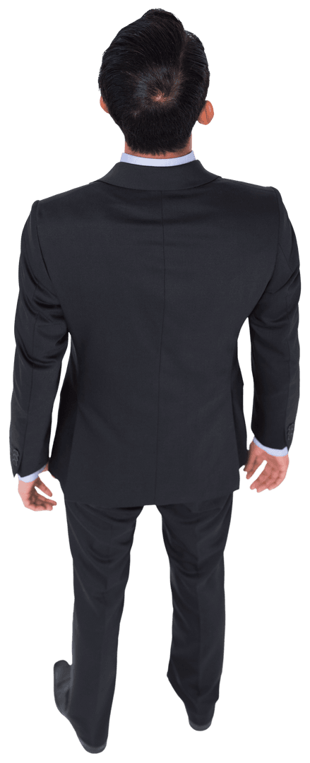 Transparent Back View of Biracial Businessman Standing Isolated