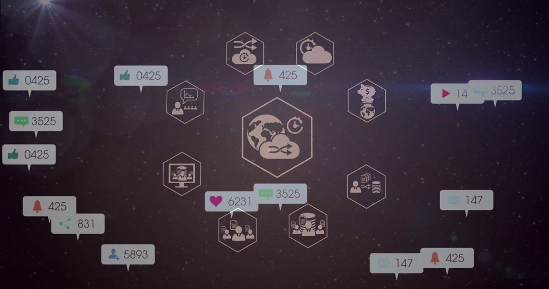 Technology Icons with Social Media Reactions