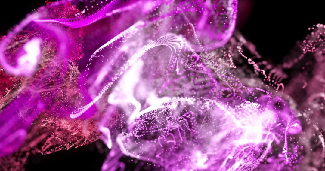 Futuristic Neon Pink Particle Clouds on Black Background