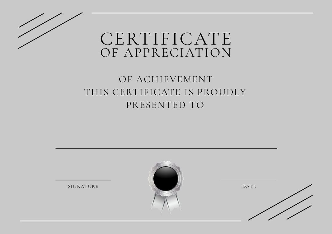 Elegant Certificate of Appreciation Template with Space for Personalization - Download Free Stock Templates Pikwizard.com