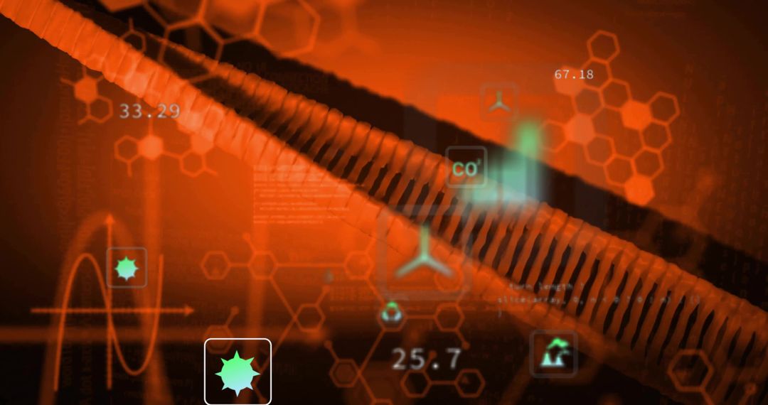 Futuristic Industrial Interface with Digital Data Visualization