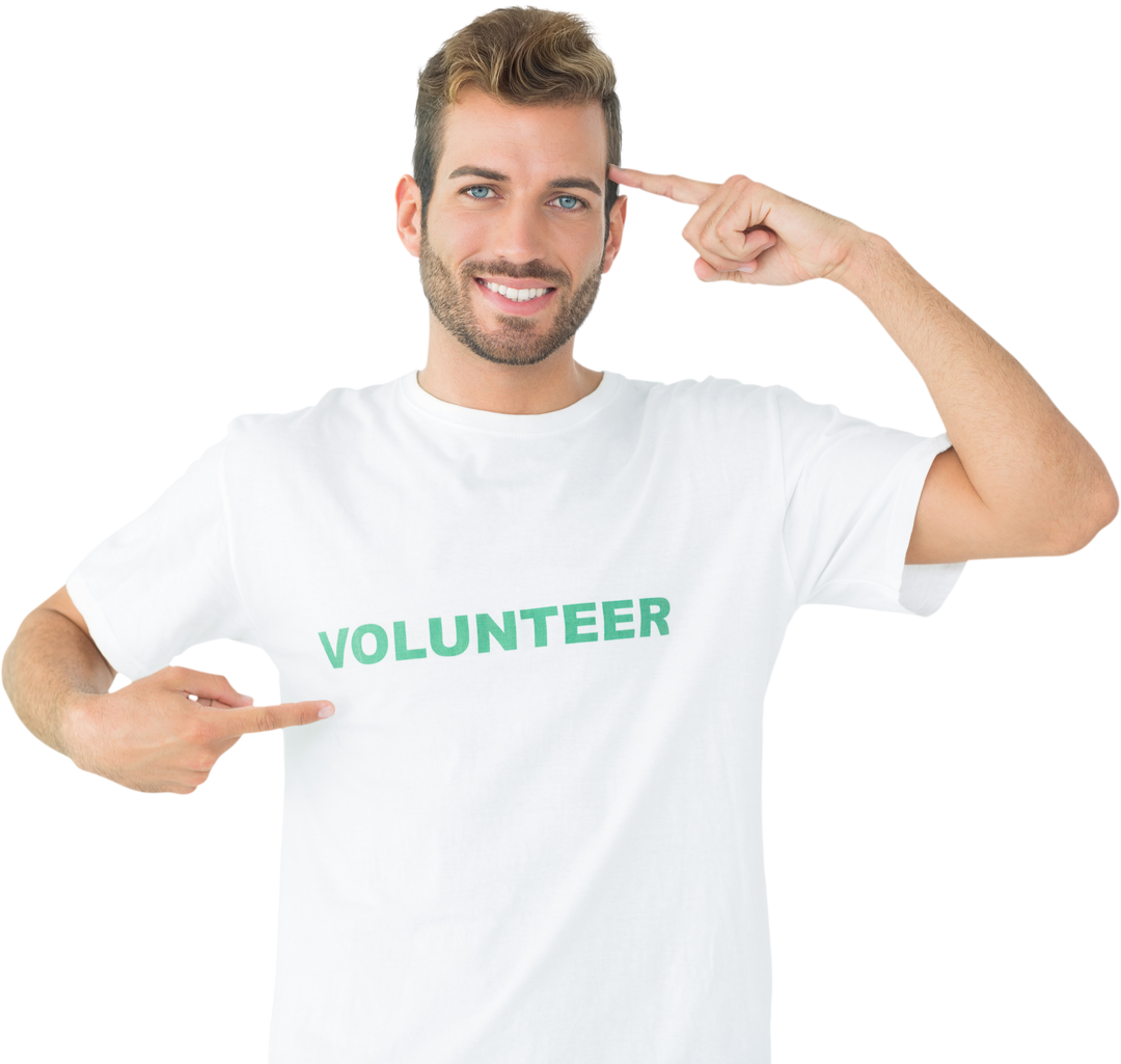 Happy Male Volunteer Pointing to Himself in Transparent Background - Download Free Stock Images Pikwizard.com