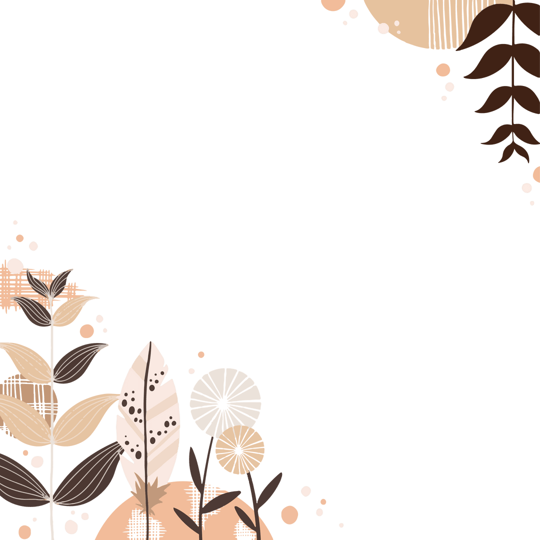 Floral Botanical Elements on Transparent Background