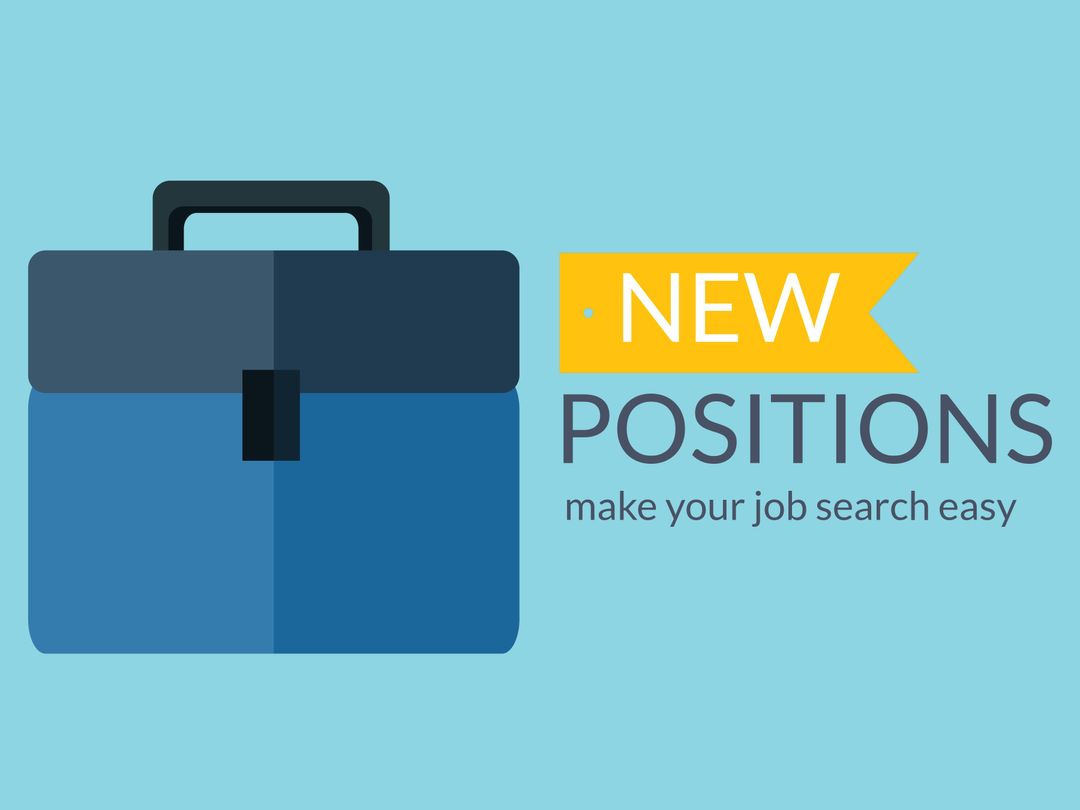 Blue Briefcase on Teal Background with New Positions Announcement