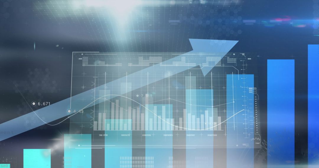 Digital Financial Data with Upward Trend Arrow
