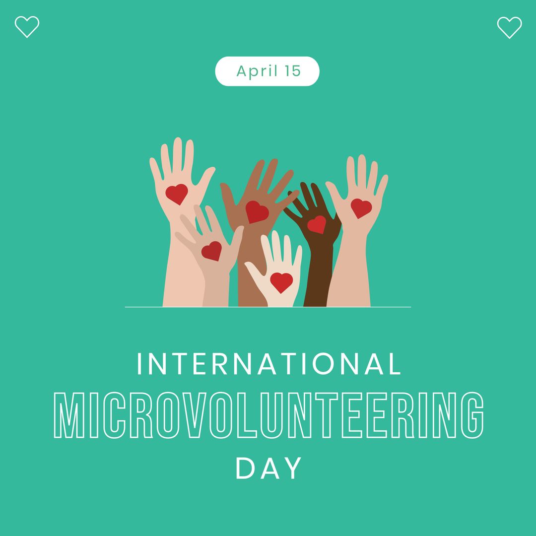 International Microvolunteering Day Celebration Poster with Diverse Helping Hands - Download Free Stock Templates Pikwizard.com