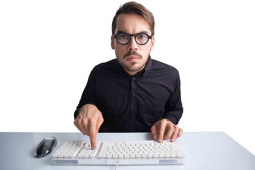 Concentrated Businessman Typing on Keyboard Transparent Background - Download Free Stock Images Pikwizard.com