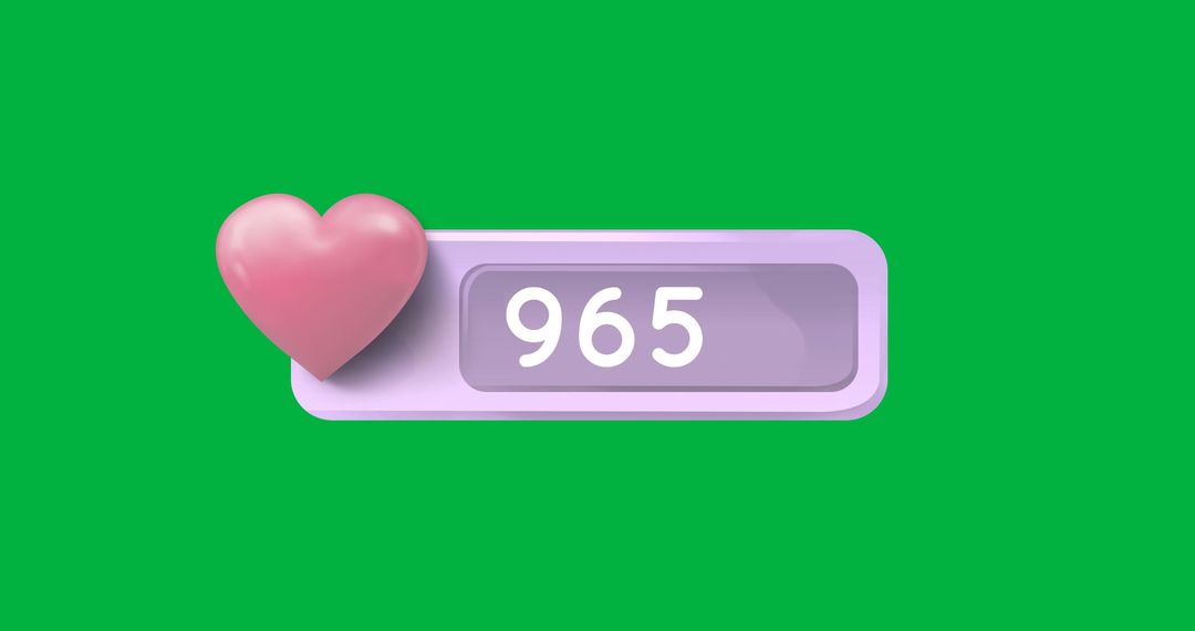 Heart Icon Digital Display Showing 965 Social Media Likes