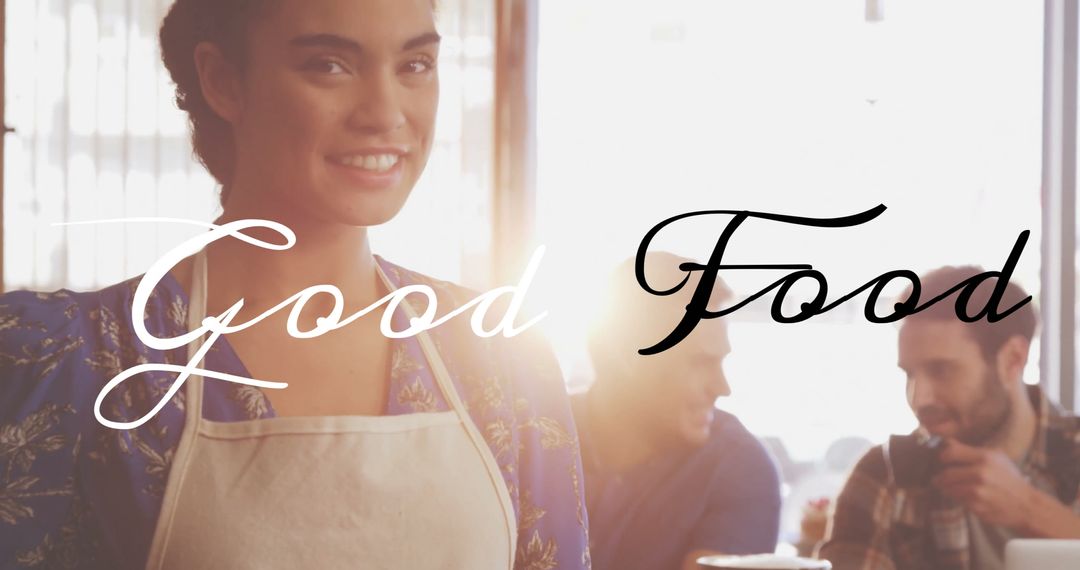 Cheerful Waitress Serving Coffee in Cozy Cafe