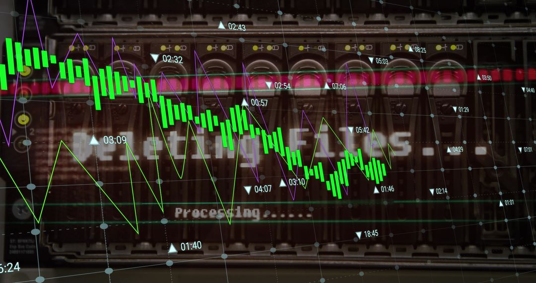 Digital Data Analytics Over Computer Server Background