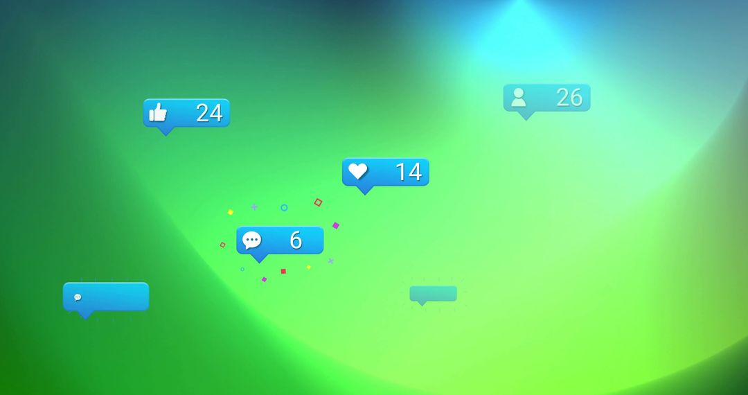 Social Media Notification Icons with Gradient Background