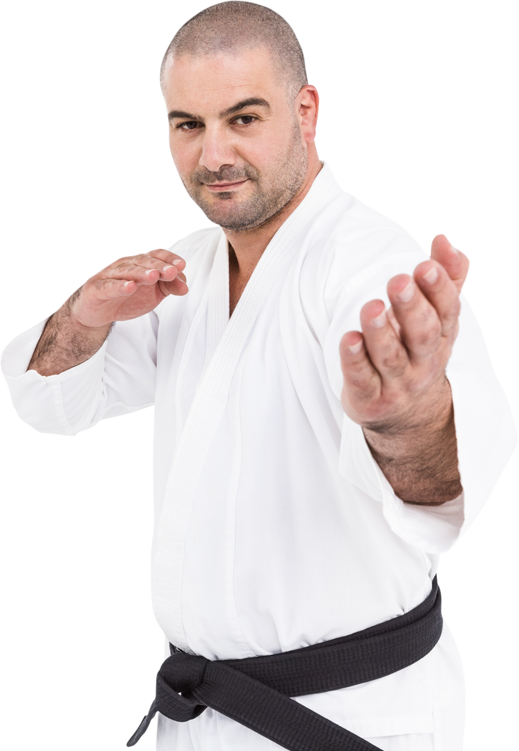 Martial Arts Expert in Karate Stance Wearing Traditional Gi on Transparent Background - Download Free Stock Images Pikwizard.com