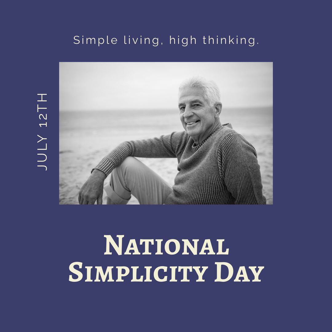 National Simplicity Day Celebration with Senior Man by Beach