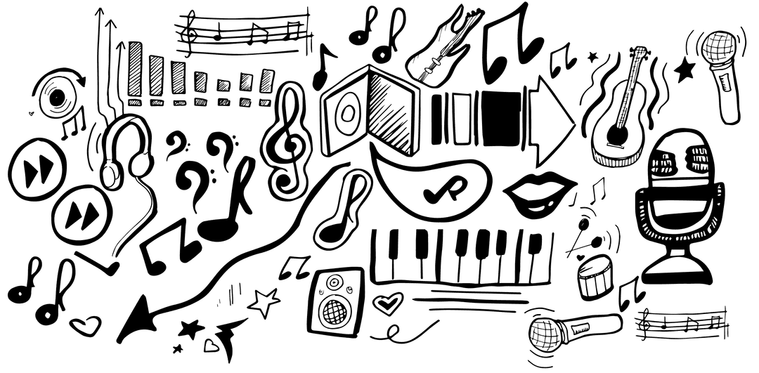 Hand Drawn Music Shapes on Transparent Background Illustration