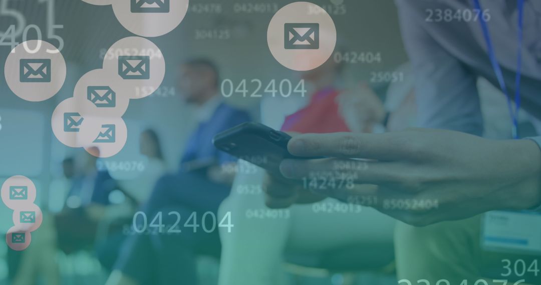 Digital Networking Visualization with Smartphone and Icons