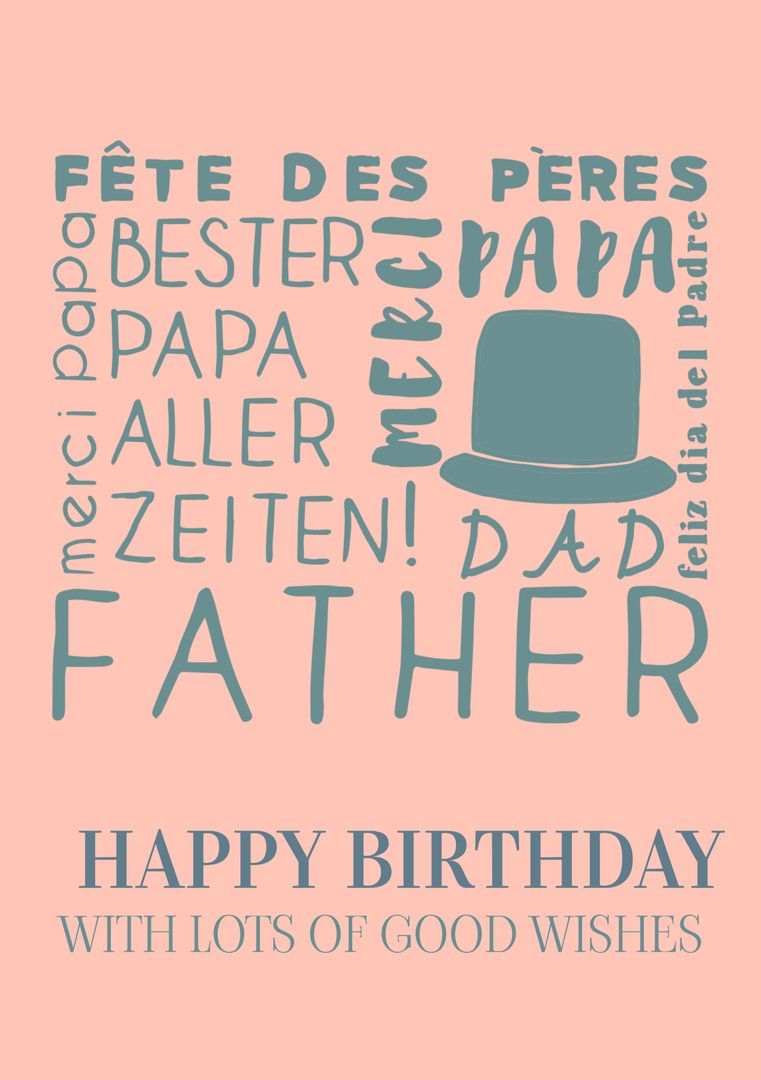 Happy Birthday Dad Fatherhood Themed Card with Hat Design - Download Free Stock Templates Pikwizard.com