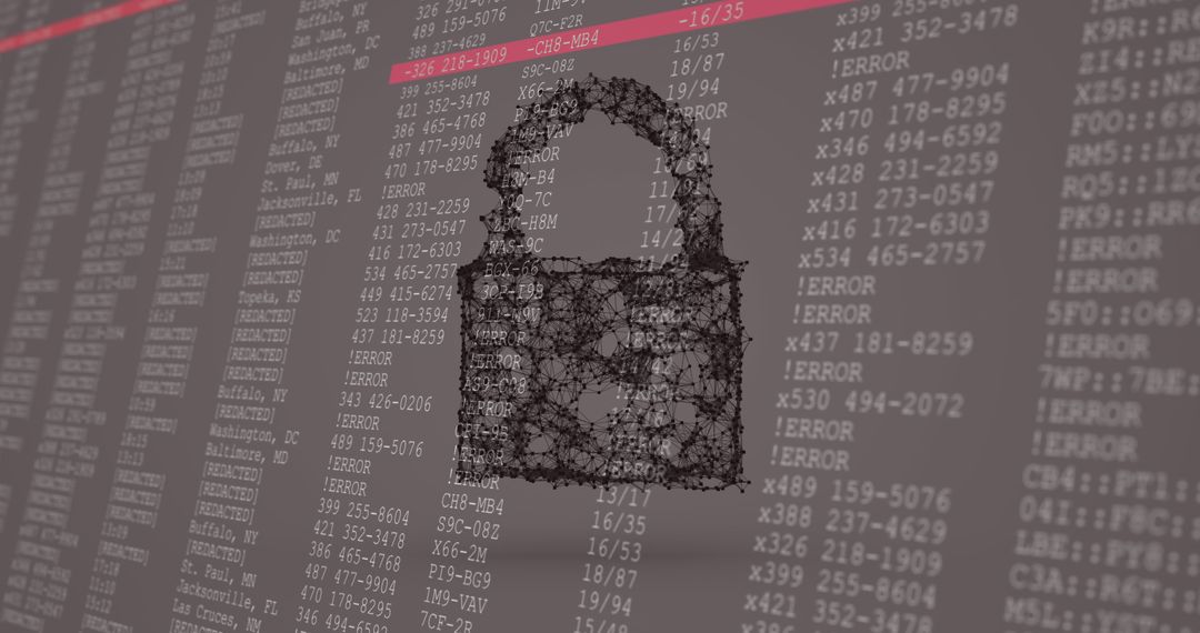 Digital Lock Symbol Amongst Data Streams for Cybersecurity Concept