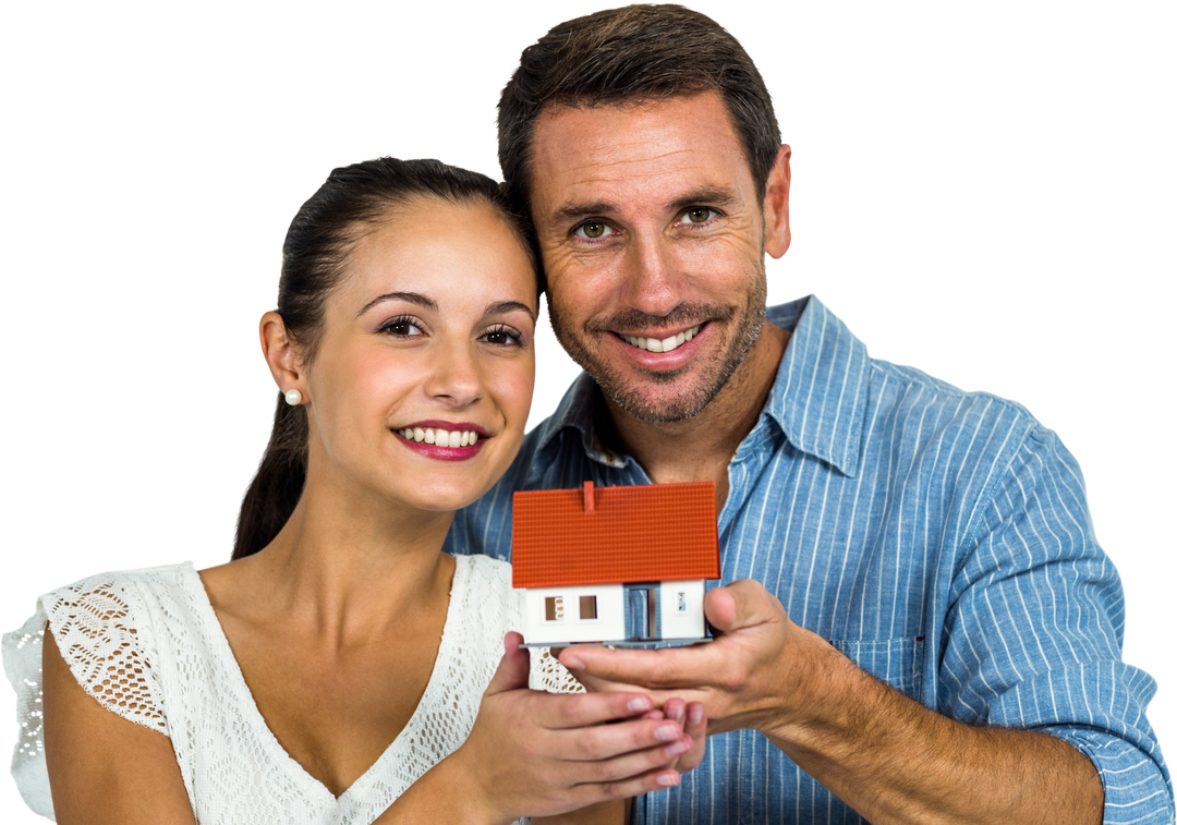 Excited Couple Holding House Model on Transparent Background - Download Free Stock Images Pikwizard.com