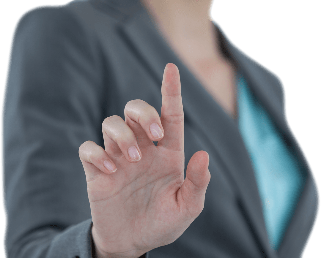 Transparent Touch Gesture by Businesswoman in Suit