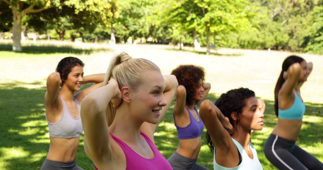 Group of Diverse Women Exercising in Park Outdoor Fitness Class - Free Images, Stock Photos and Pictures on Pikwizard.com