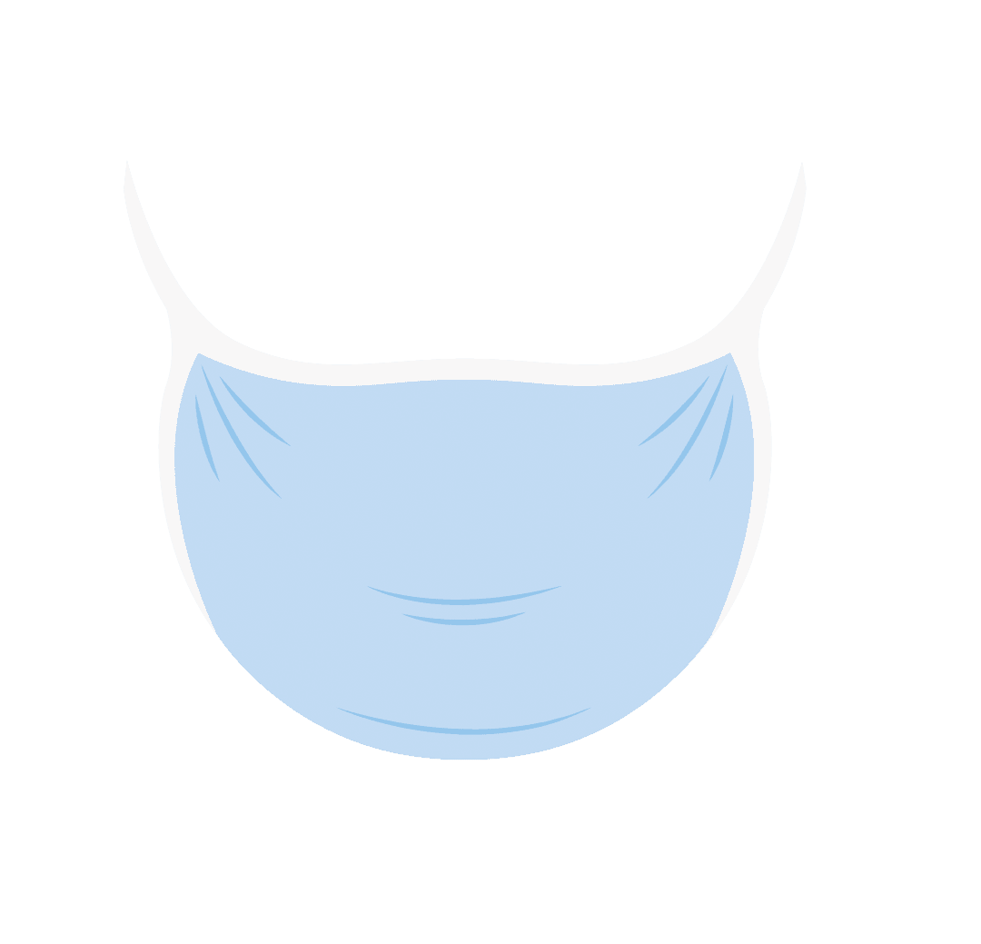Digital Illustration of Blue Medical Mask on Transparent Background