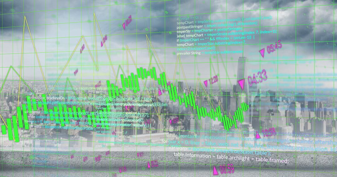 digital interface displaying data over urban skyline - Free Images, Stock Photos and Pictures on Pikwizard.com
