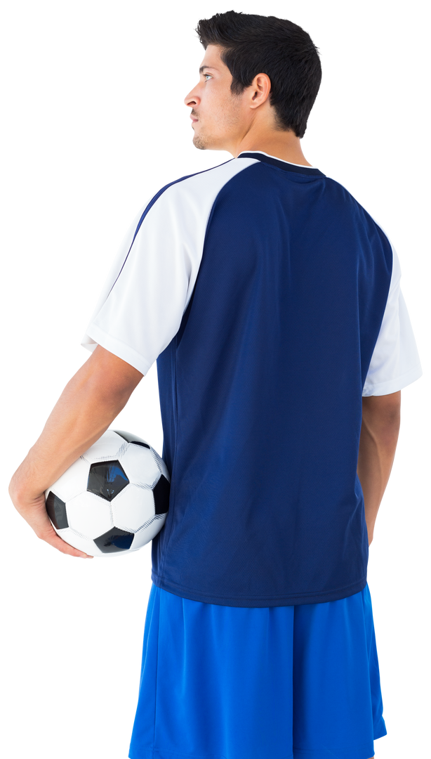 Rear View of Player Holding Soccer Ball on Transparent Background - Download Free Stock Images Pikwizard.com